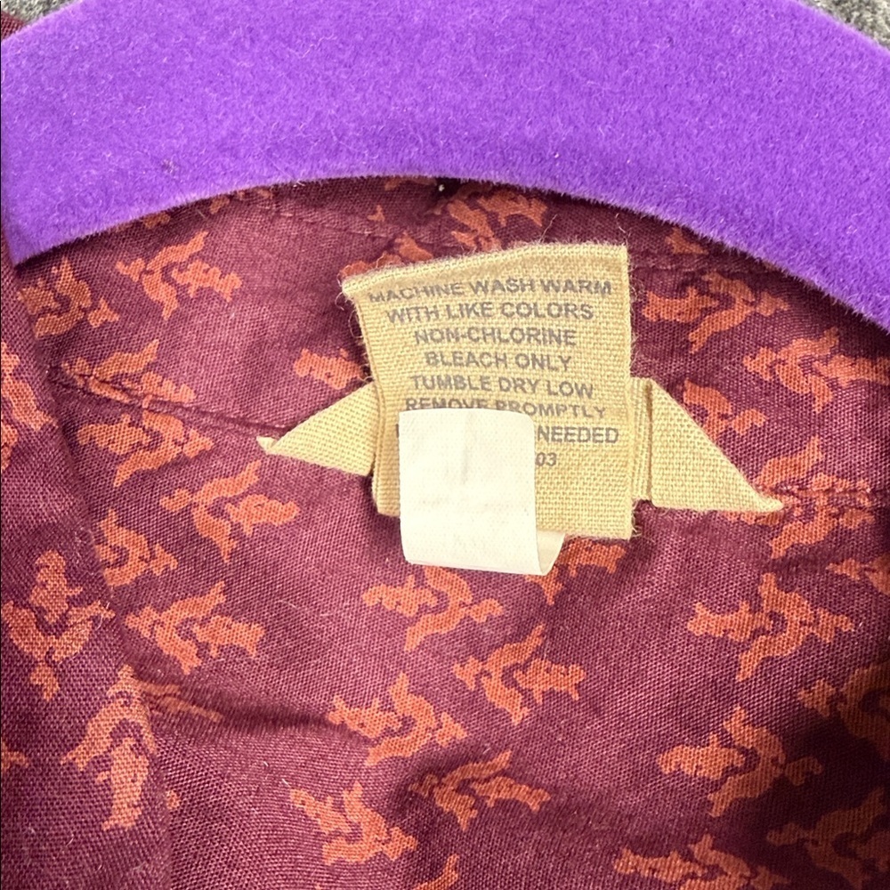 Duluth Trading Co Burgundy Geometric Button Down Shirt - Picture 4 of 5